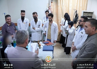 عميد كلية الطب ومعاونه العلمي يتفقدان سير الدوام السريري لطلبة المرحلة السادسة